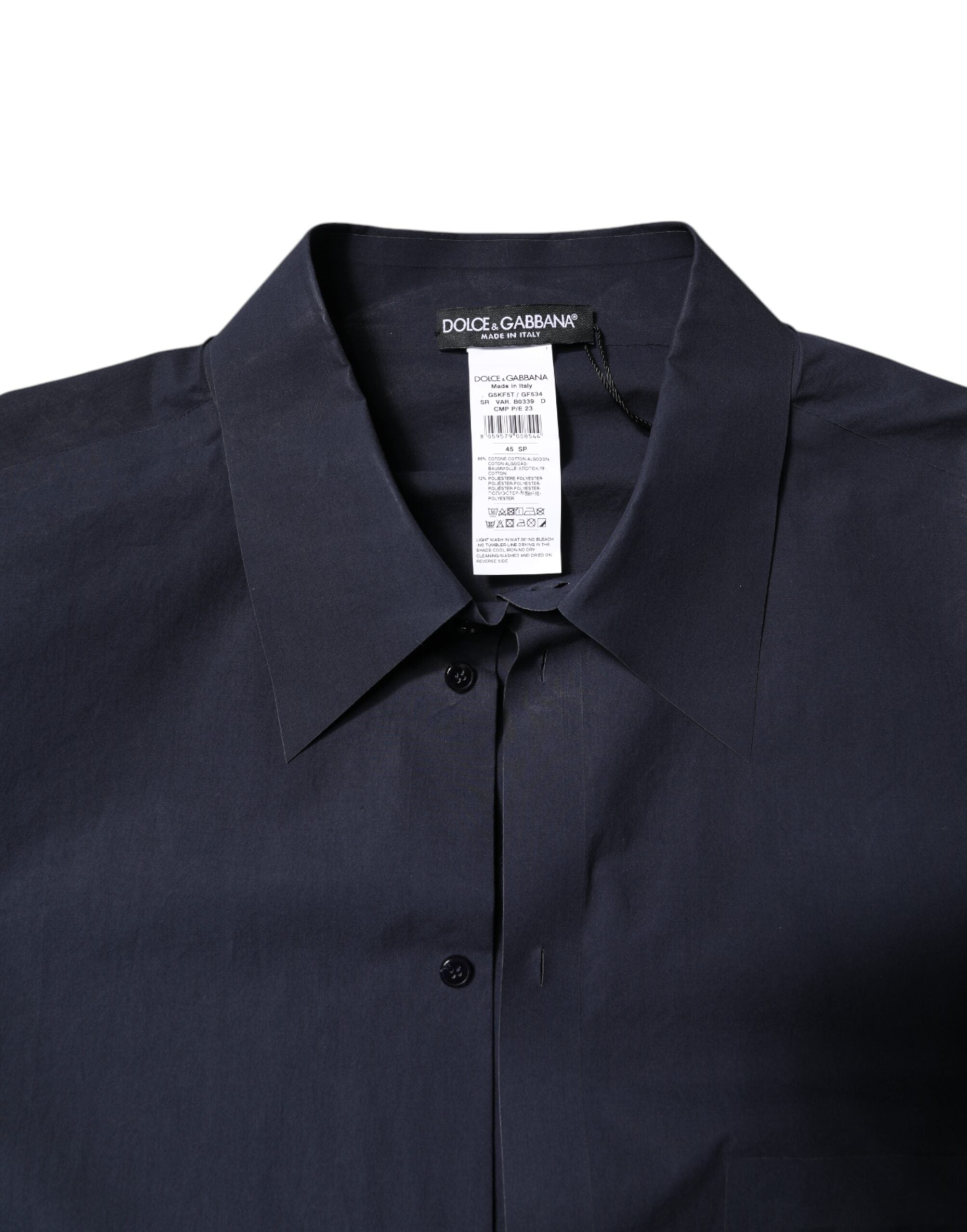 Dolce & Gabbana dark blue long-sleeved cotton shirt